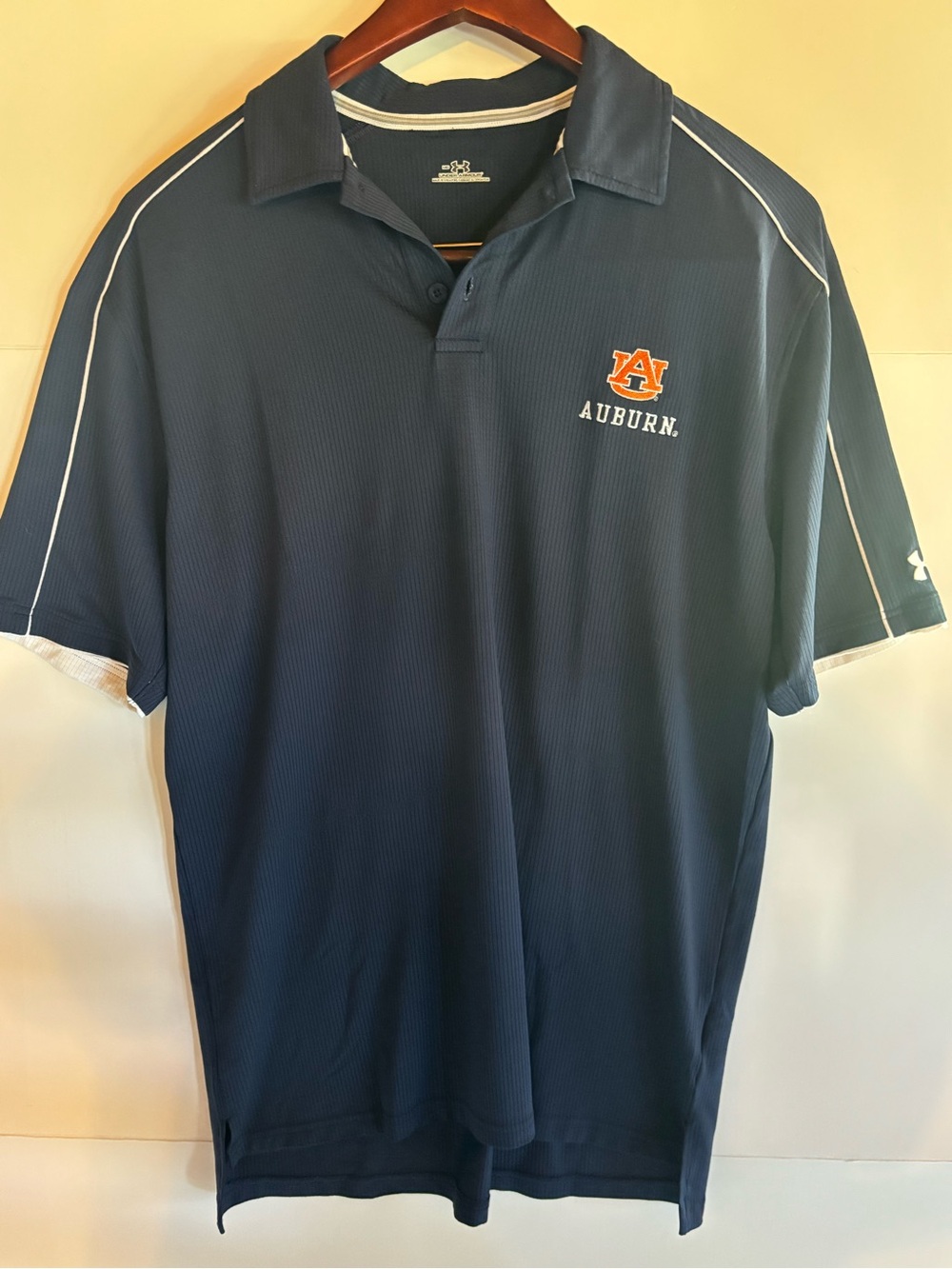 Under Armour Auburn Tigers AU Logo NCAA Polo Shirt Blue Short Sleeve, MD